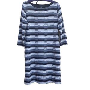 Sharagano Dress Shirt Quilted Bandage Midi Textured Striped Grunge Gray Sz 14